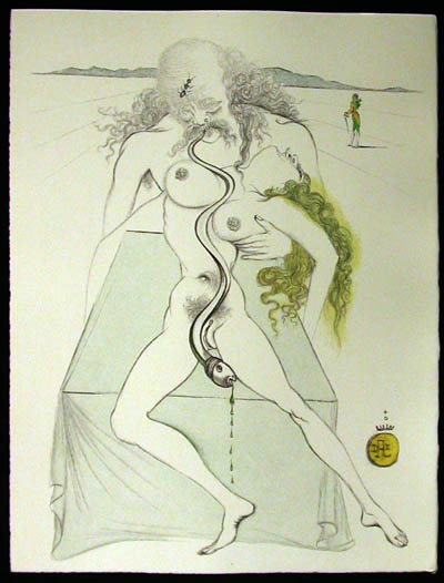 Salvador Dali - Dali Illustre Casanova - Nude Couple, Large Serpent
