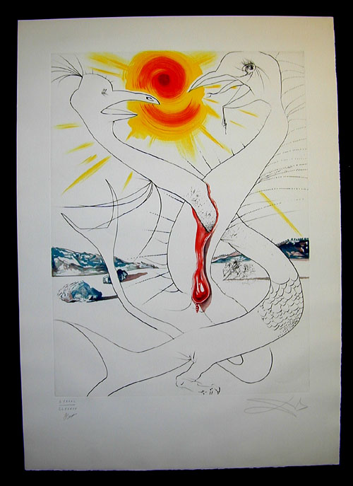 Salvador Dali - The Conquest of the Cosmos II - The caduceus of Mars fed by the fireball of Jupiter