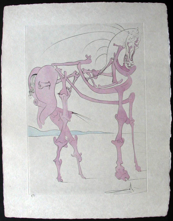 Salvador Dali - Visions de Quevedo, "Dalinian Fantasia" - Cheval en rose