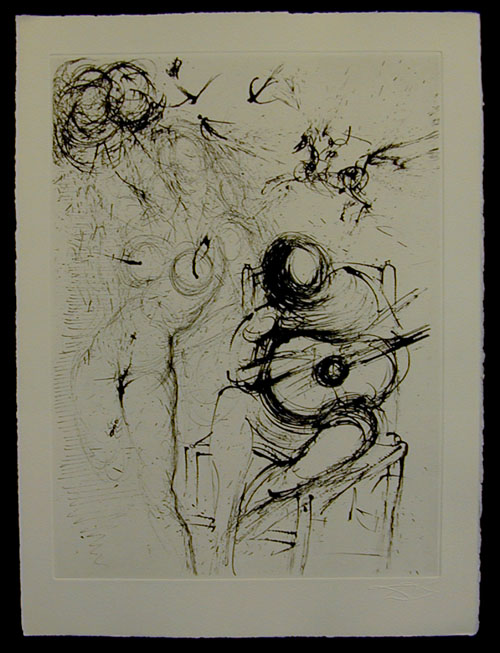 Salvador Dali - Secret Poems by Guillaume Apollinaire - Nude with a Guitar