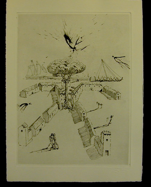 Salvador Dali - Secret Poems by Guillaume Apollinaire - The Beach at Sete