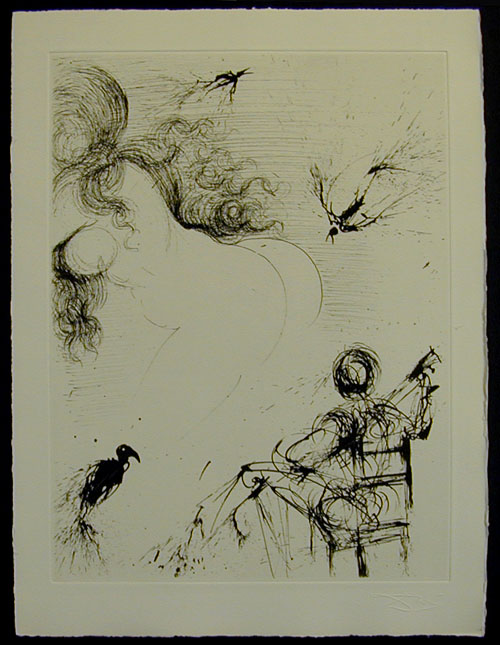 Salvador Dali - Secret Poems by Guillaume Apollinaire - Nude with Parrot