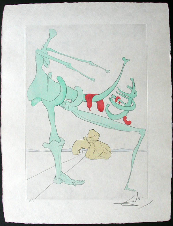 Salvador Dali - Visions de Quevedo, "Dalinian Fantasia" - Silhouette en vert