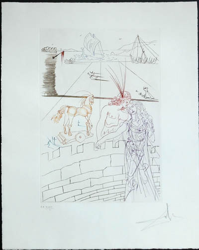 Salvador Dali - Famous Loves (Les Amours Celebres) - Paris and Helen of Troy