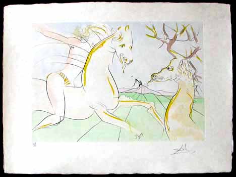 Salvador Dali - Le Bestiaire de La Fontaine - Le Cavalier et le Cerf
