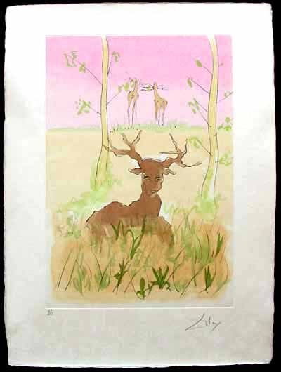 Salvador Dali - Le Bestiaire de La Fontaine - Le Cerf Malade