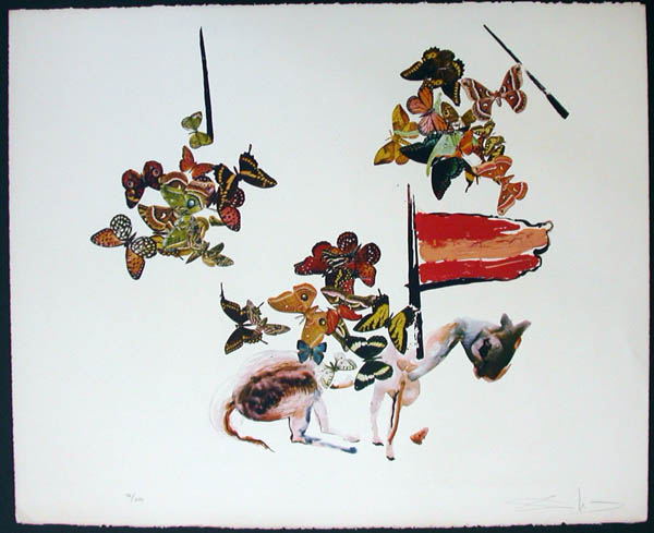 Salvador Dali - Anamorphoses - Chevalier aux Papillons (Horseman with Butterflies)