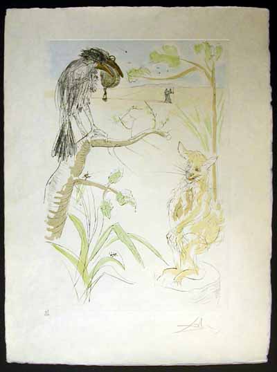 Salvador Dali - Le Bestiaire de La Fontaine - Le Corbeau et le Renard