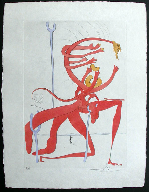 Salvador Dali - Visions de Quevedo, "Dalinian Fantasia" - Paysage avec squelette