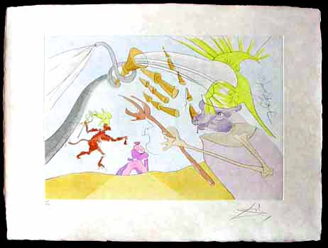 Salvador Dali - Le Bestiaire de La Fontaine - L'Elephant et le Singe de Jupiter
