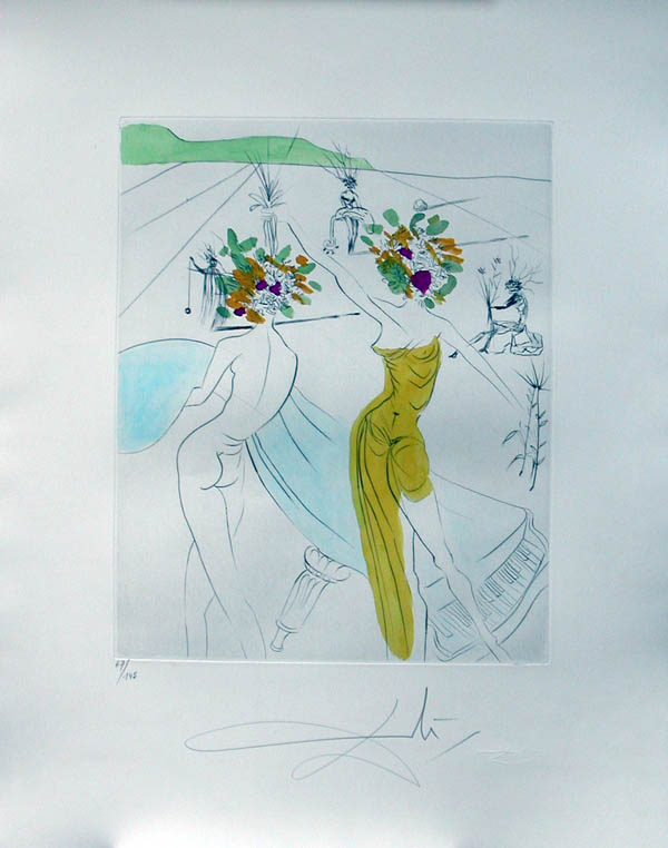 Salvador Dali - Hippies - Flower-Women at the Piano, Les Femmes-fleurs au piano
