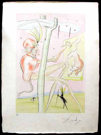 Salvador Dali - Le Bestiaire de La Fontaine - Le Singe et le Leopard