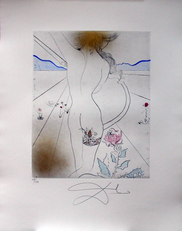 Salvador Dali - Hippies - Woman with the Garter, Le Nu a la jarretiere