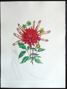 Salvador Dali - Surrealist Flowers, Florals - Dahlia + Fingers, H