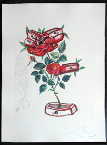 Salvador Dali - Surrealist Flowers, Florals - Rose + Drawers, L