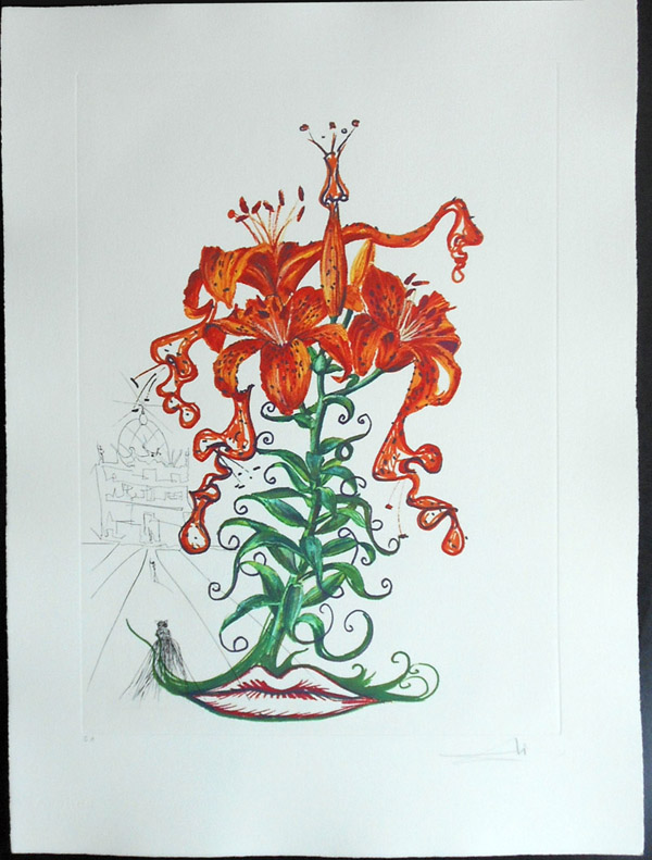 Salvador Dali - Surrealist Flowers, Florals - Tiger Lilies + Mustache, O